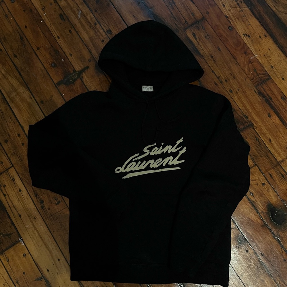 Saint Laurent Black Graphic Hoodie Sweatshirt